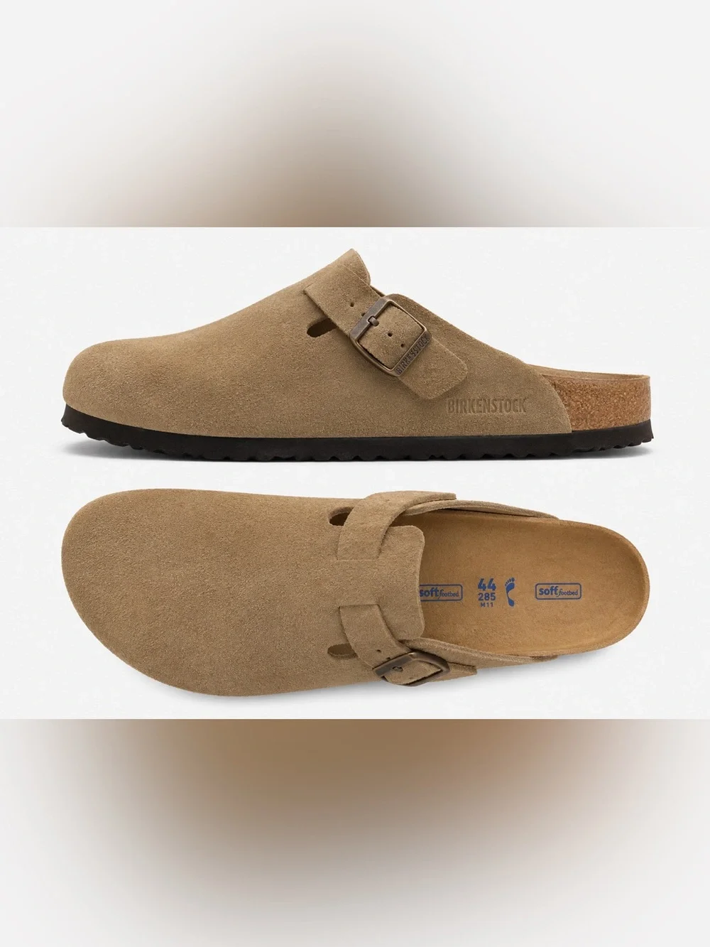 Men’s Birkenstock Boston Soft Footbed Suede Leather - Taupe - size 44